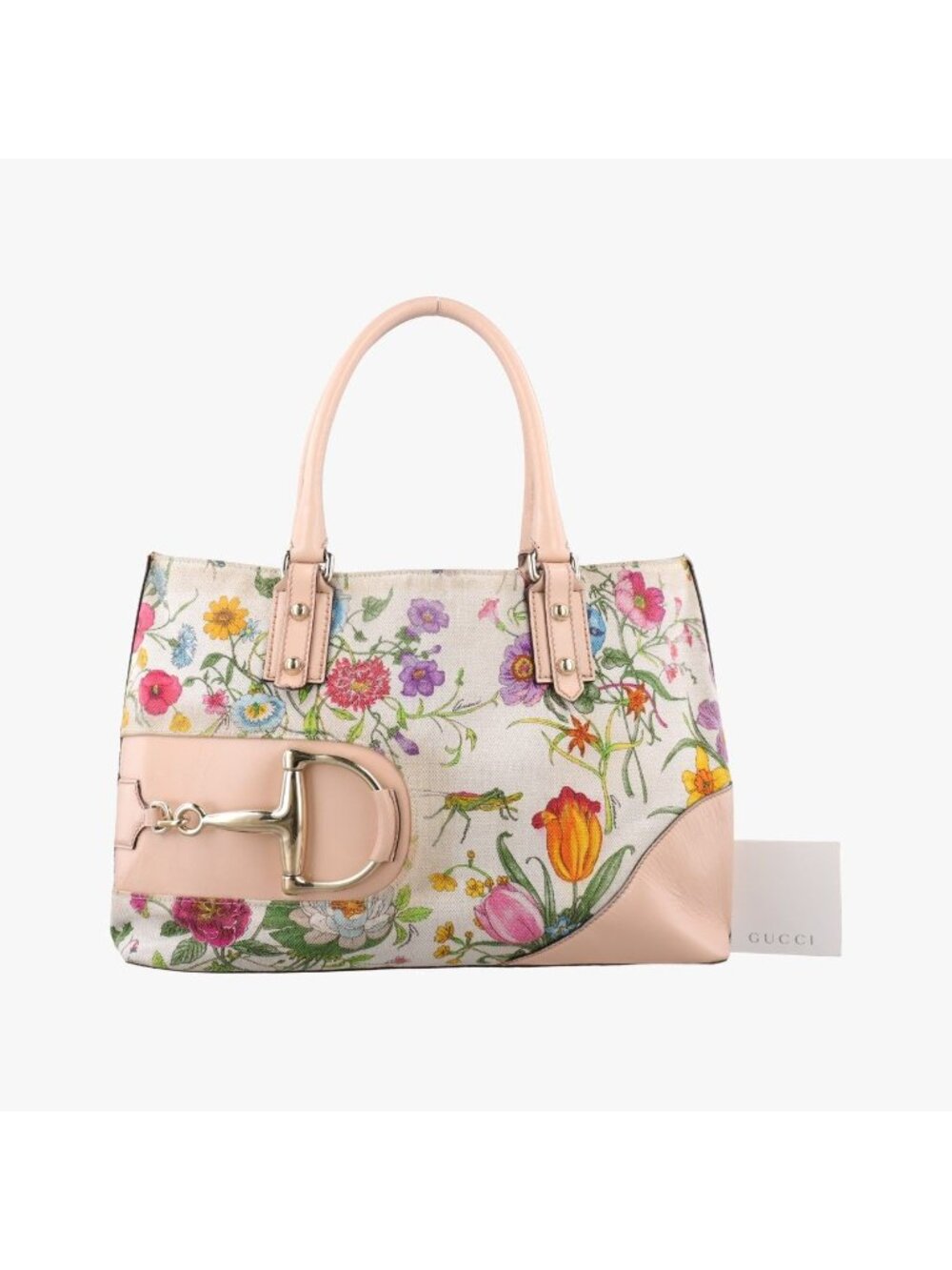 Gucci Horsebit Medium Hustler Ivory Pink Multicolor Canvas Leather Handbag